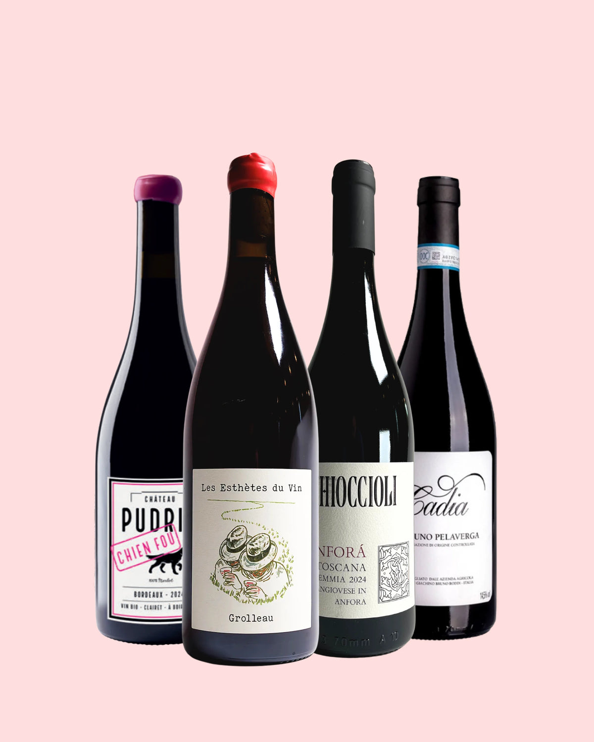 Glou Glou Edit: Cadia Verduno Pelaverga DOC 2025, Les Esthetes du Vin Grolleau Vdf 2024, Chioccioli Sanforá Rosso IGT Toscana 2024, Château Pudris Chien Fou, Vin de France 2024
